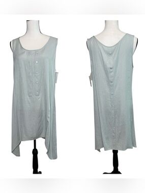 Stella Carakasi Lagenlook Asymetrical button front tunic dress size large NWT